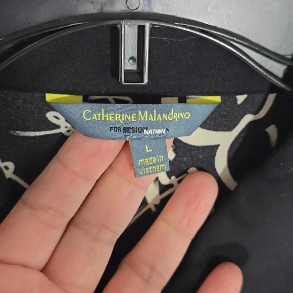 {Catherine Malandrino} Women's Paris Print Button Down Blouse - Size Large - Picture 11 of 13